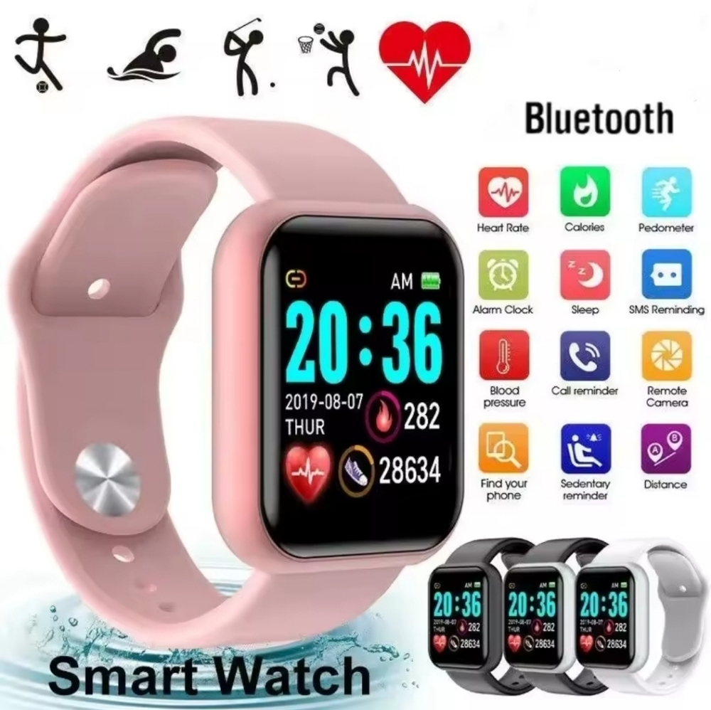 NIB Smartwatch with Silver and Pink Band Iphone Android Compatible